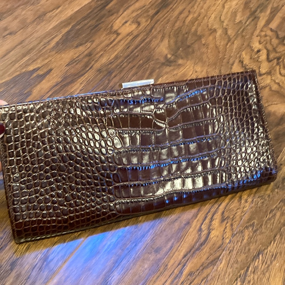 Faux Snake Skin Slim Clutch